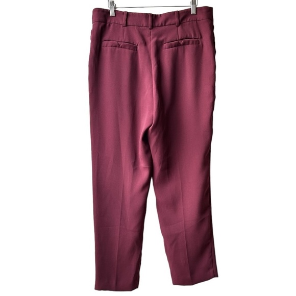 Anthropologie Sasha Button Fly Tapered High Rise Trousers Pants Wine Red Sz 8 - Picture 9 of 15